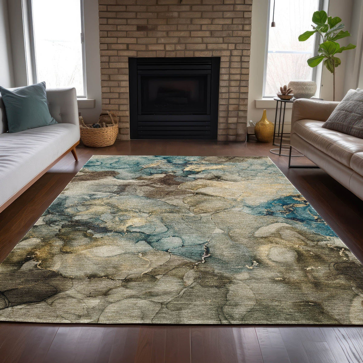 Addison Chantille ACN2018 Abstract Machine Made Transitional Brown Rug