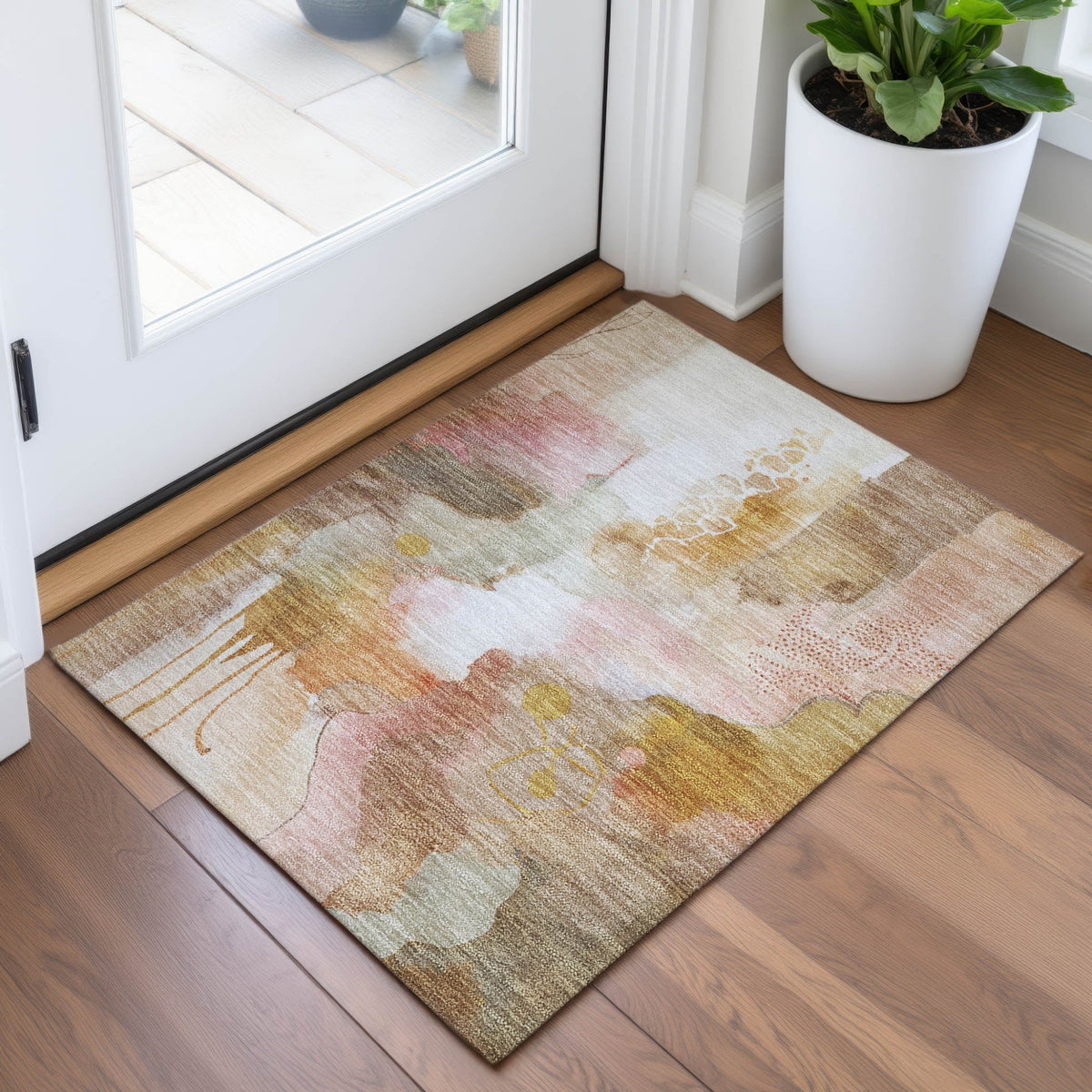 Addison Chantille ACN2019 Abstract Machine Made Transitional Mauve Rug