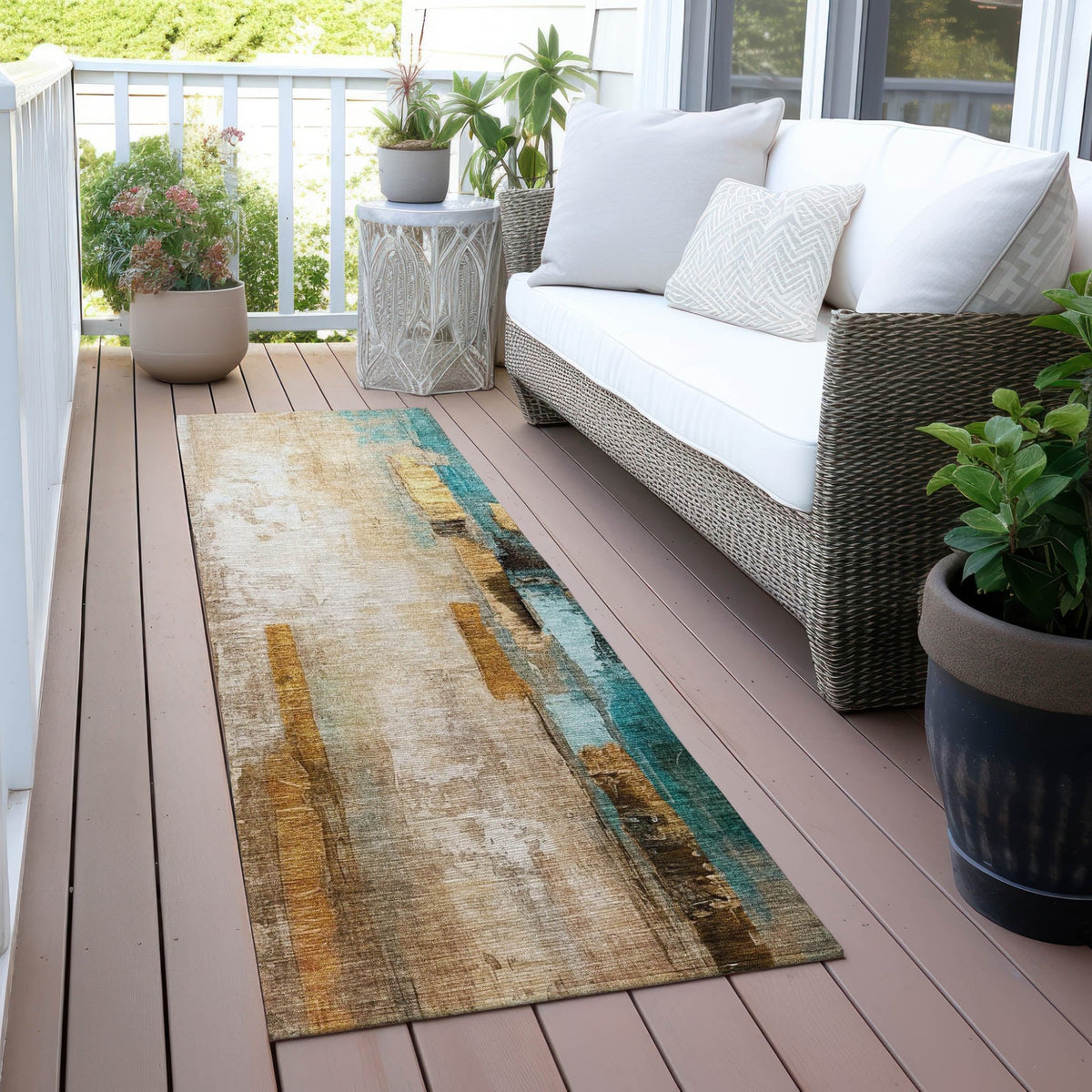 Addison Chantille ACN2020 Abstract Machine Made Transitional Beige Rug
