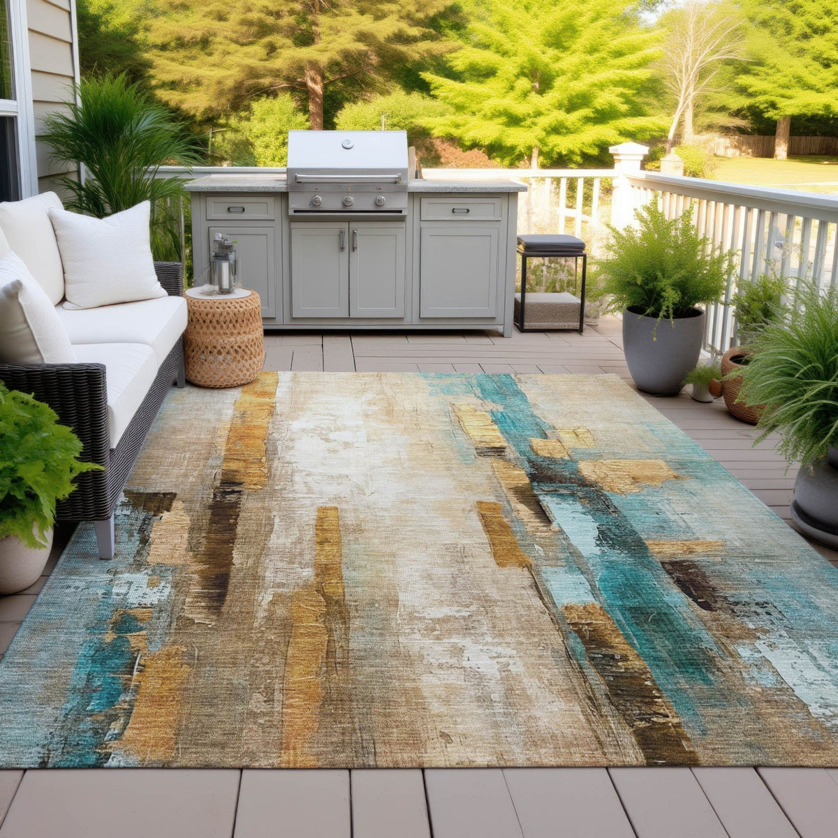 Addison Chantille ACN2020 Abstract Machine Made Transitional Beige Rug