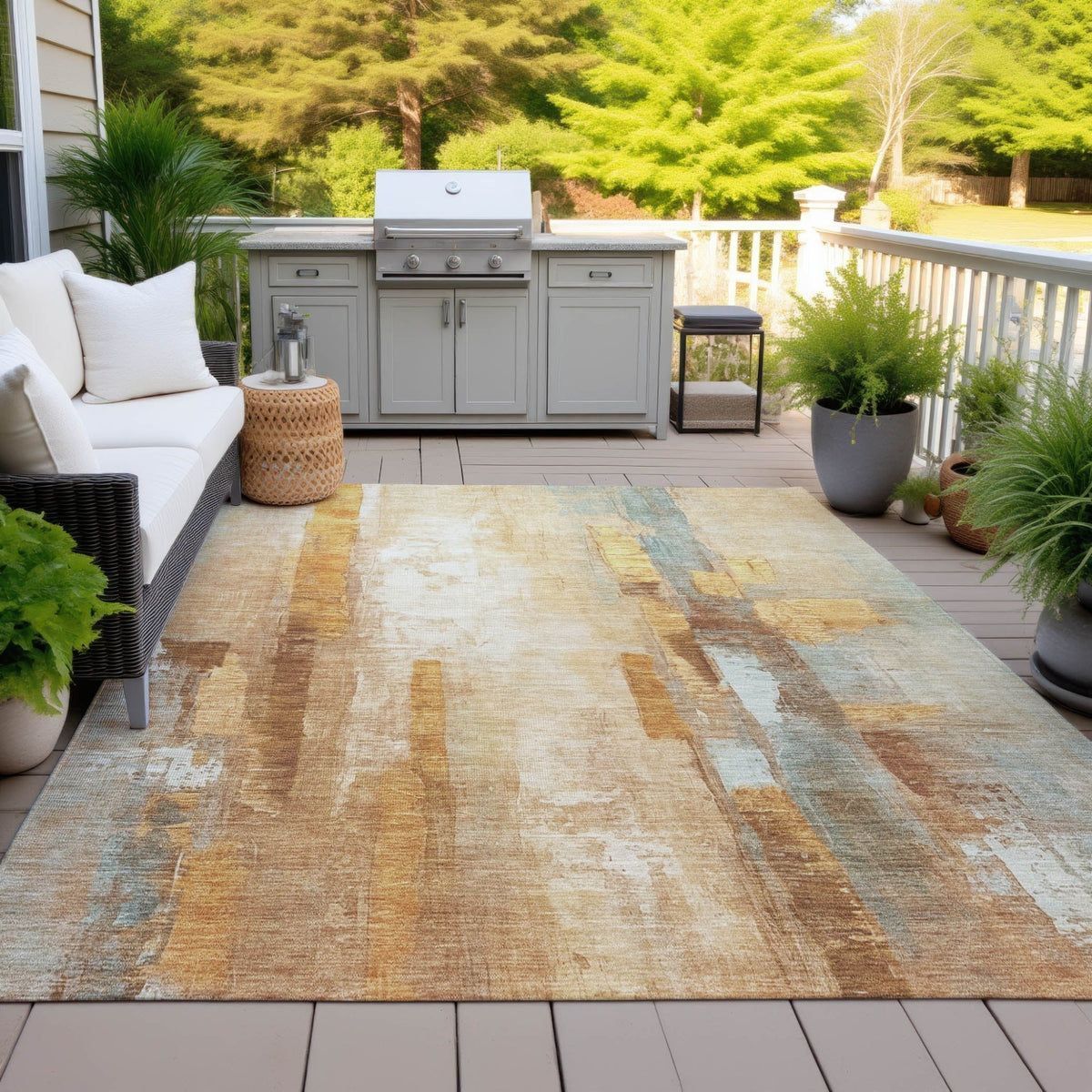 Addison Chantille ACN2020 Abstract Machine Made Transitional Copper Rug