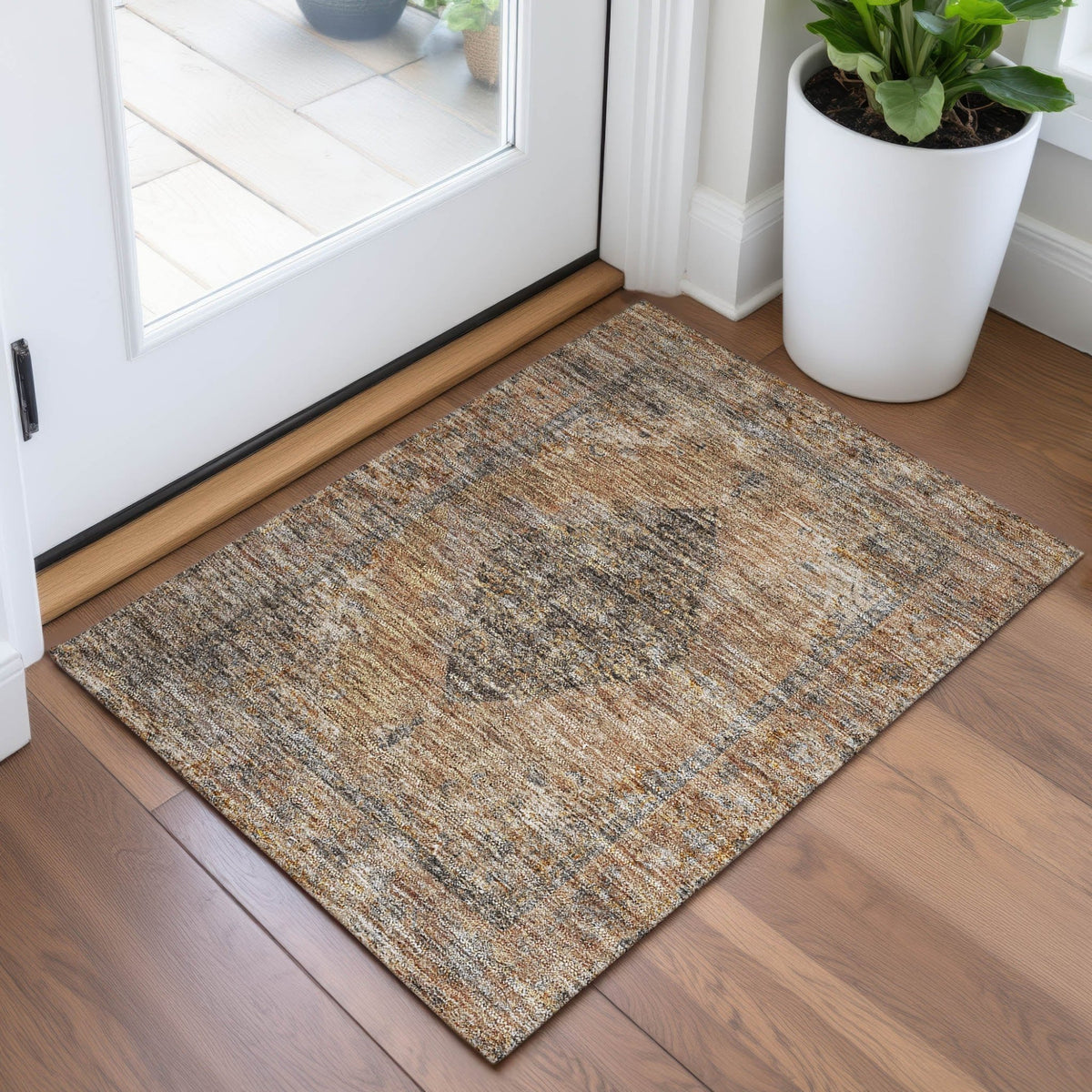 Addison Chantille ACN2021 Border Machine Made Traditional Copper Rug