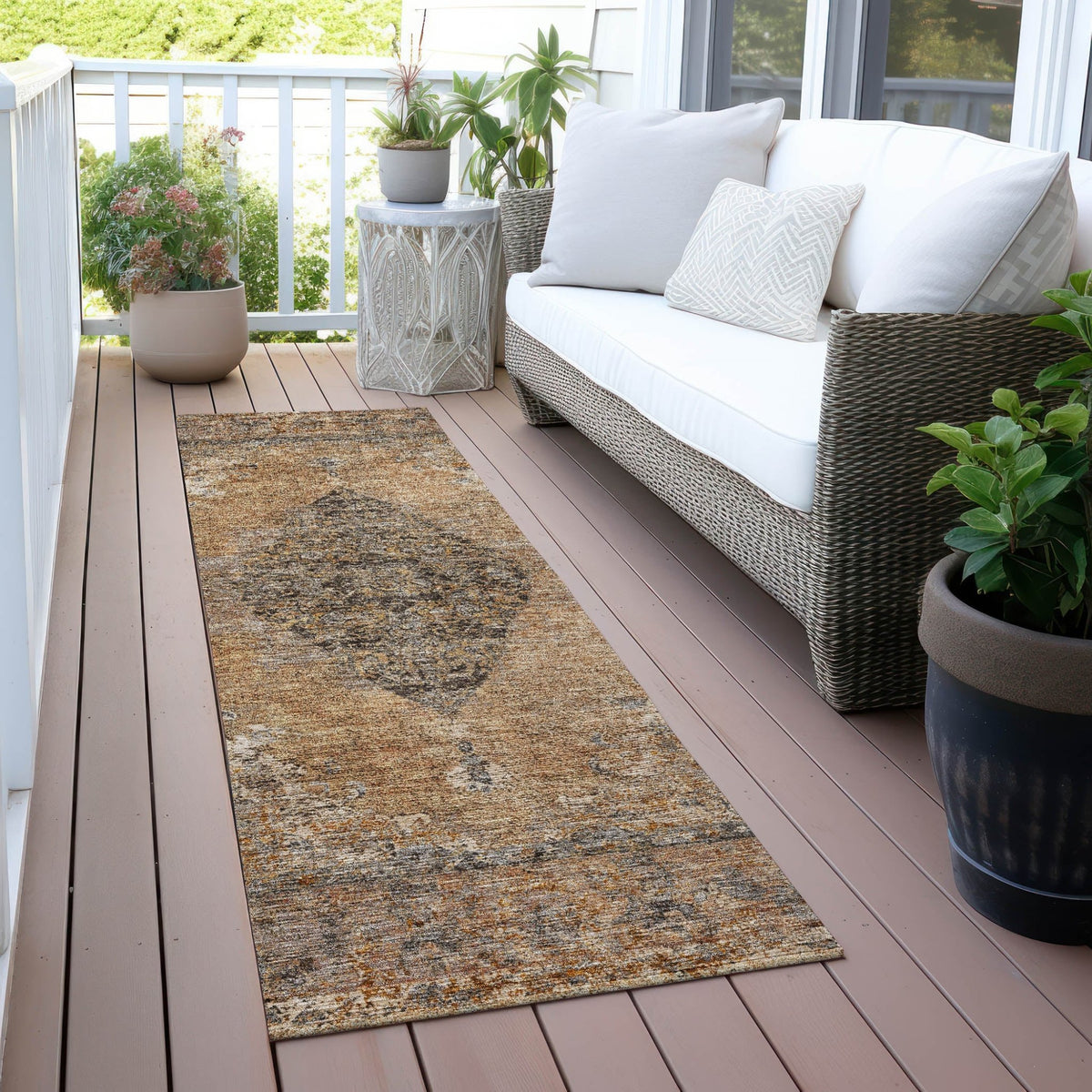 Addison Chantille ACN2021 Border Machine Made Traditional Copper Rug