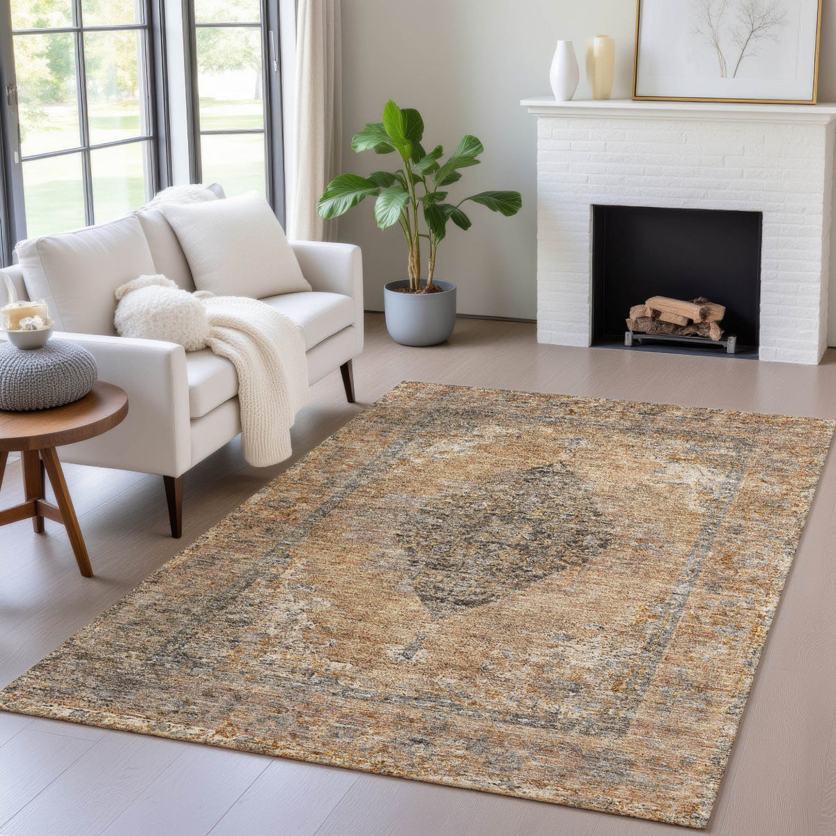 Addison Chantille ACN2021 Border Machine Made Traditional Copper Rug
