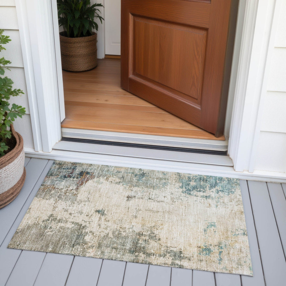 Addison Chantille ACN2022 Abstract Machine Made Transitional Ivory Rug