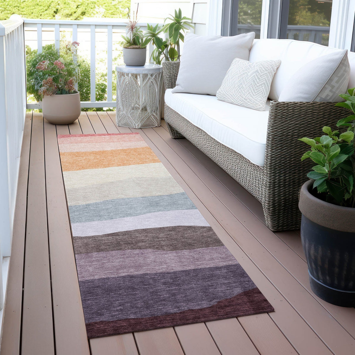 Addison Chantille ACN2023 Stripes Machine Made Transitional Orange Rug