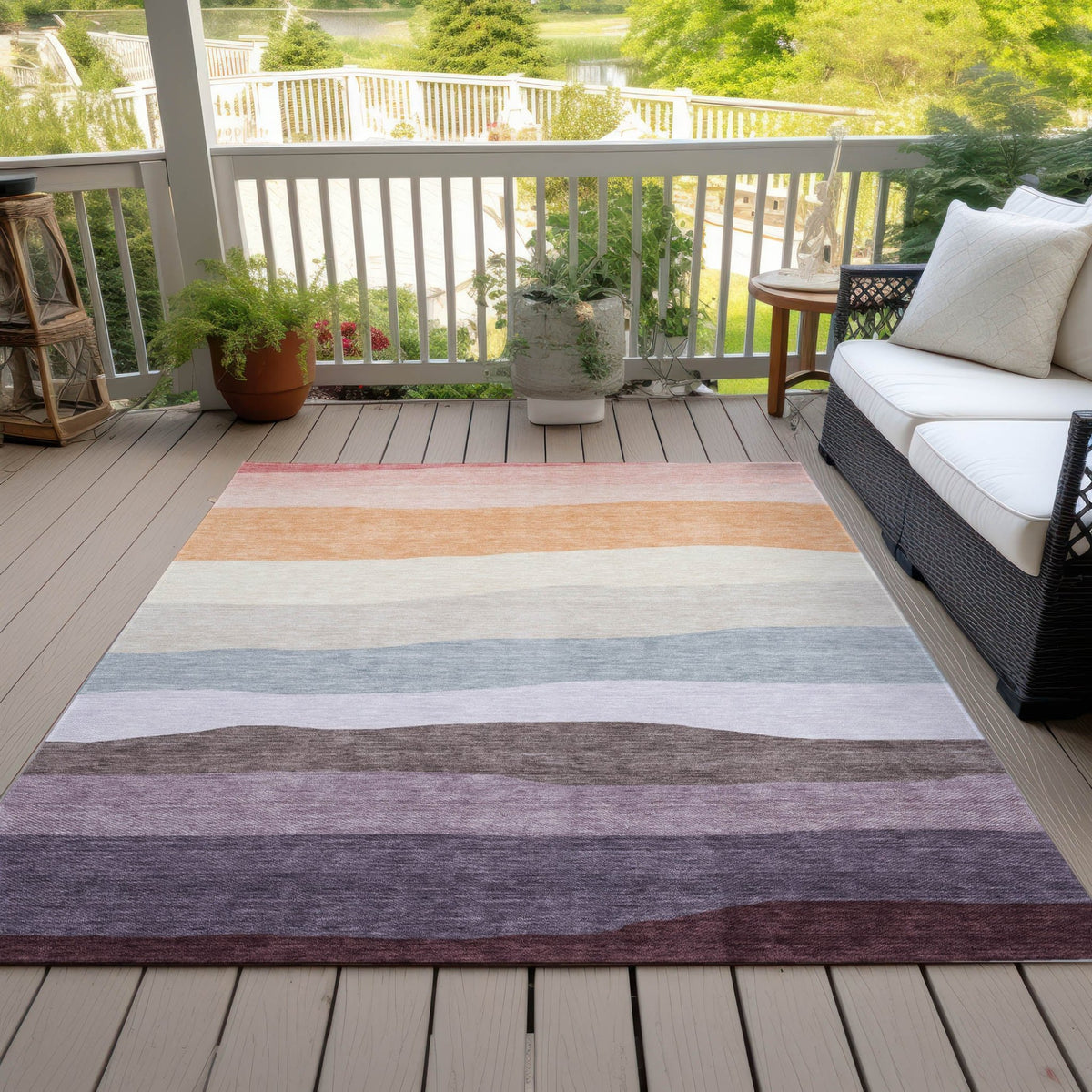 Addison Chantille ACN2023 Stripes Machine Made Transitional Orange Rug
