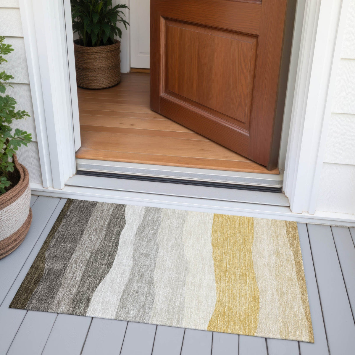 Addison Chantille ACN2023 Stripes Machine Made Transitional Pewter Rug
