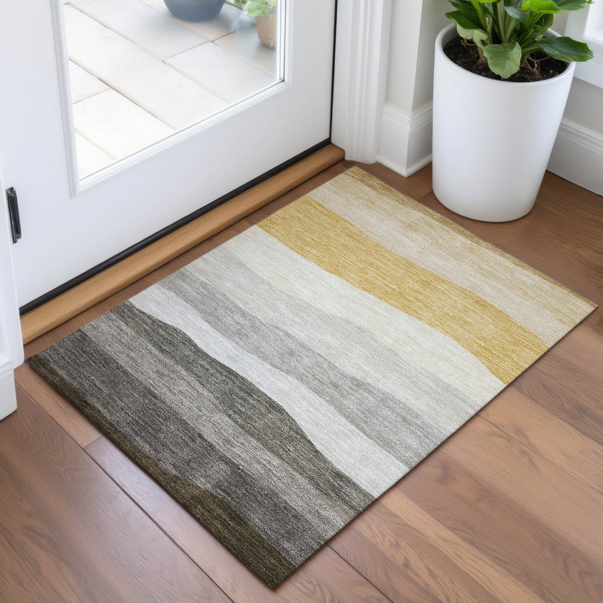 Addison Chantille ACN2023 Stripes Machine Made Transitional Pewter Rug