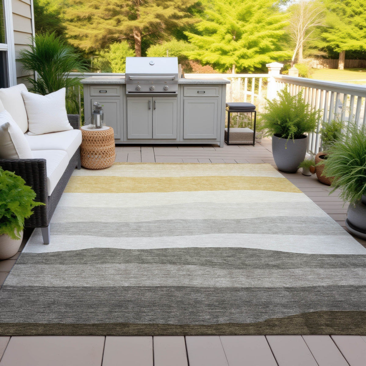 Addison Chantille ACN2023 Stripes Machine Made Transitional Pewter Rug