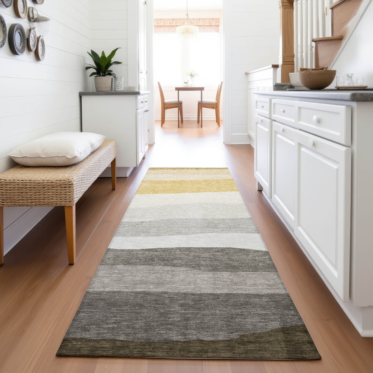 Addison Chantille ACN2023 Stripes Machine Made Transitional Pewter Rug