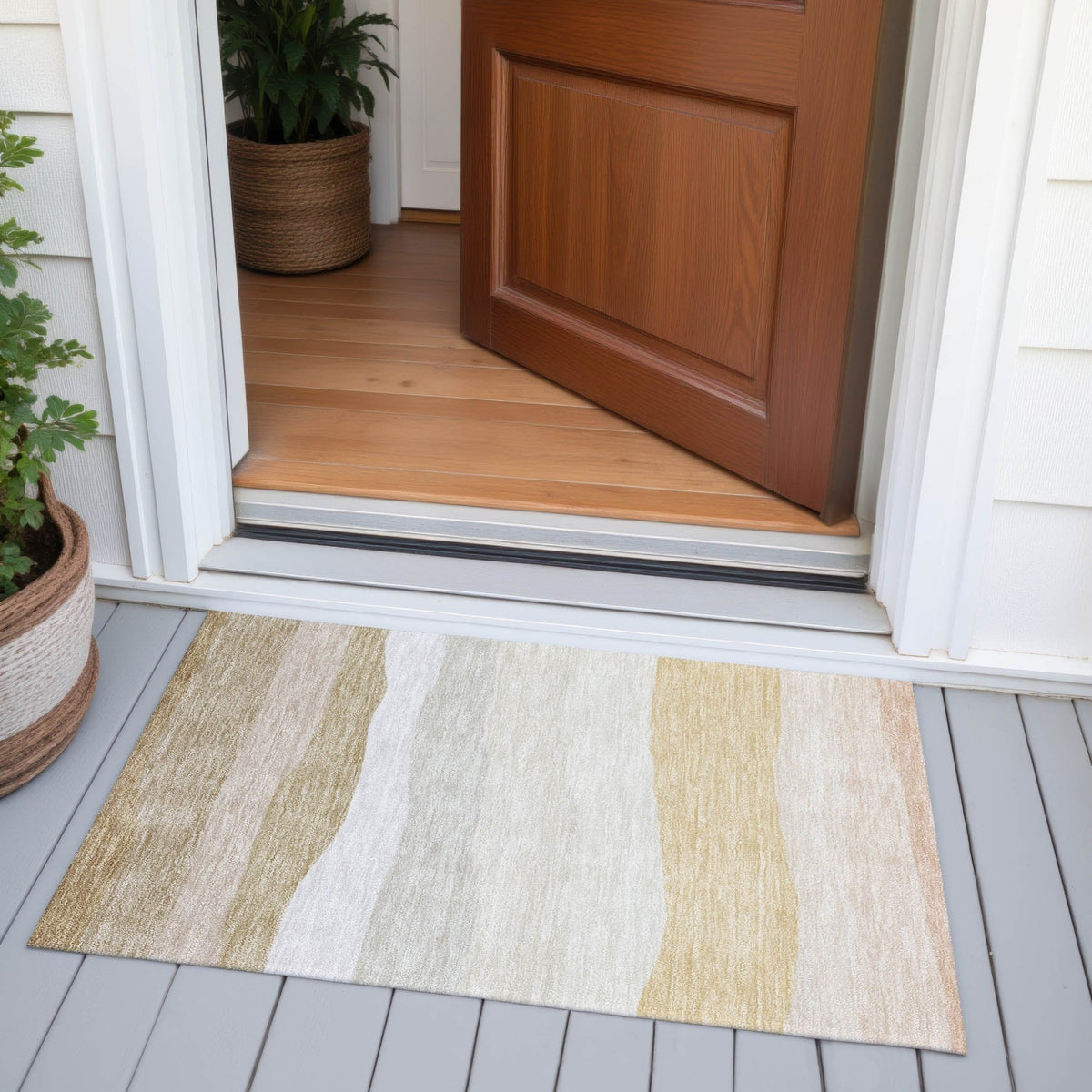 Addison Chantille ACN2023 Stripes Machine Made Transitional Wheat Rug