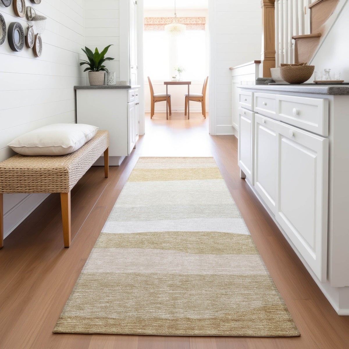 Addison Chantille ACN2023 Stripes Machine Made Transitional Wheat Rug