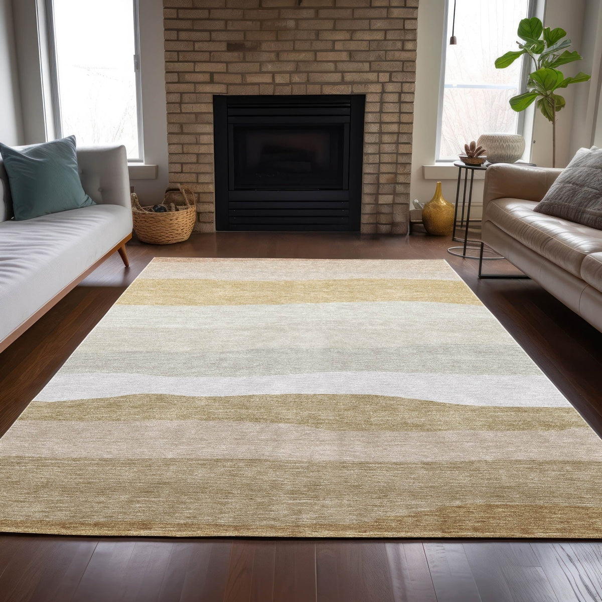 Addison Chantille ACN2023 Stripes Machine Made Transitional Wheat Rug