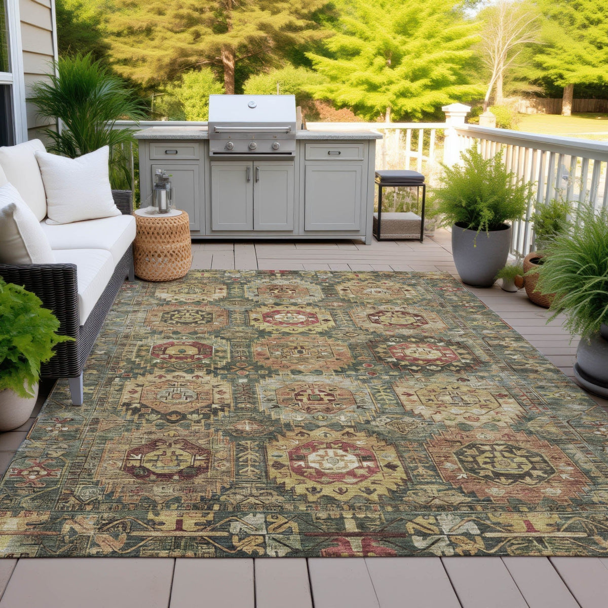Addison Chantille ACN2024 Medallions Machine Made Traditional Aloe Rug
