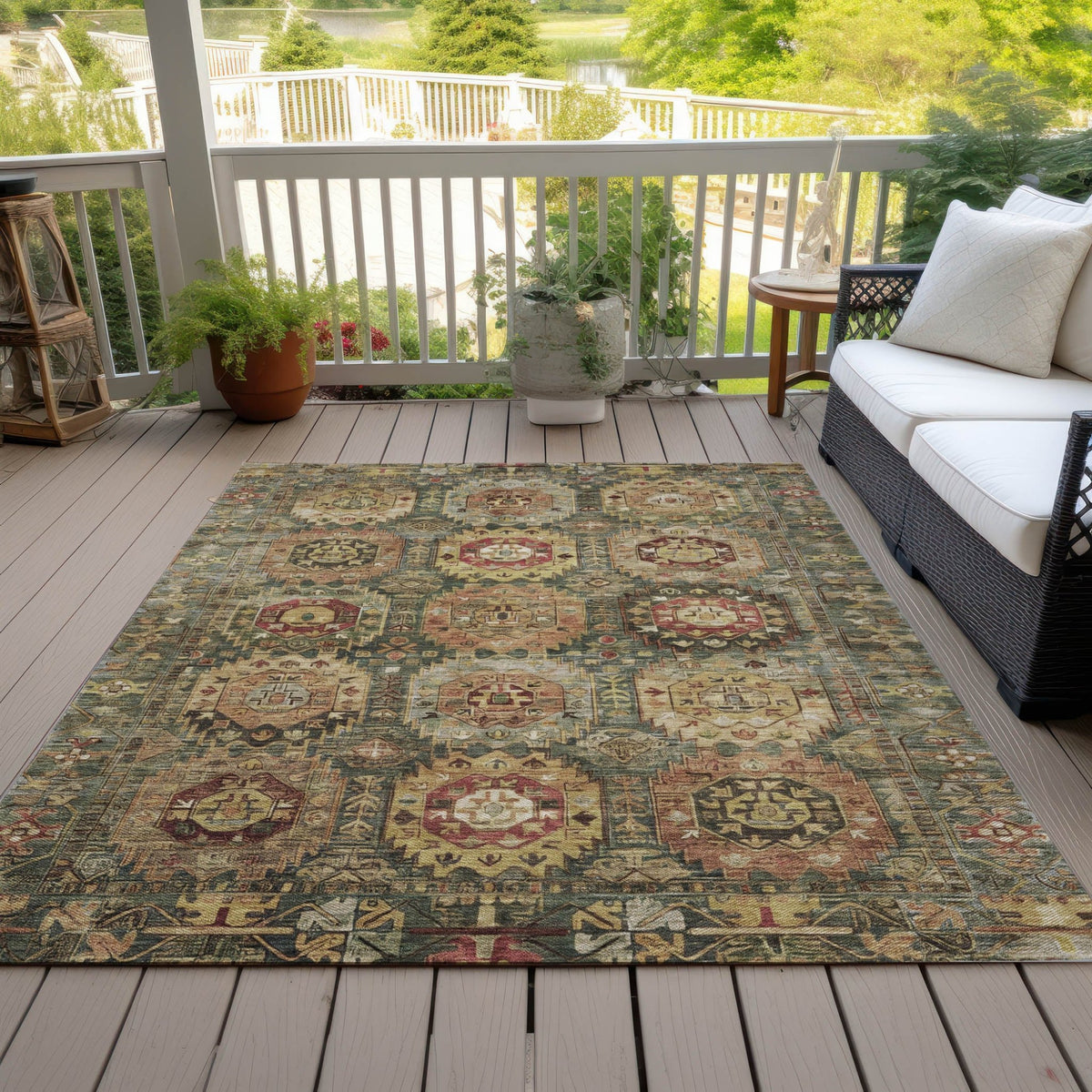Addison Chantille ACN2024 Medallions Machine Made Traditional Aloe Rug