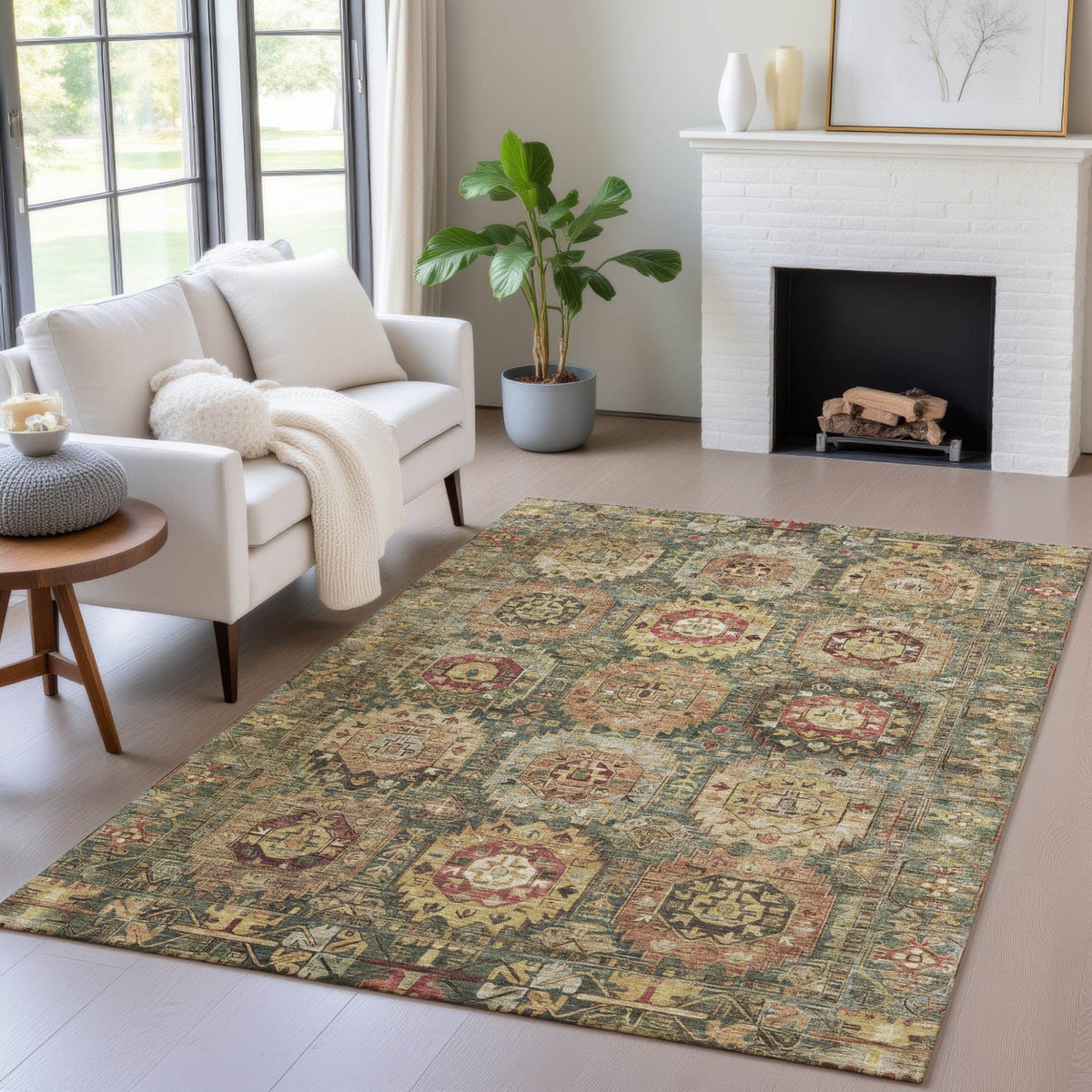 Addison Chantille ACN2024 Medallions Machine Made Traditional Aloe Rug