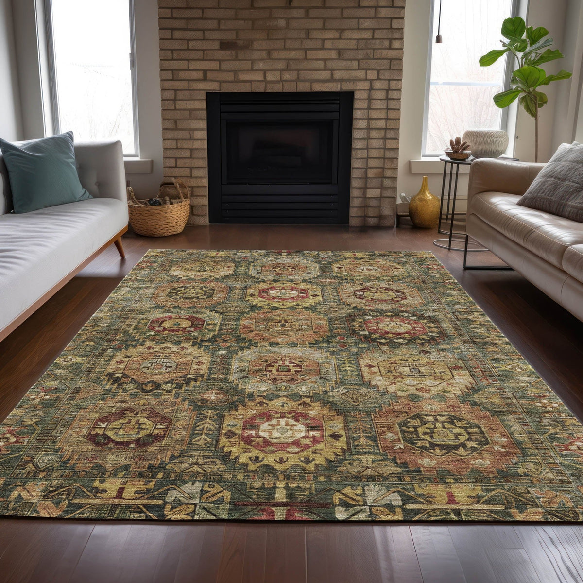Addison Chantille ACN2024 Medallions Machine Made Traditional Aloe Rug
