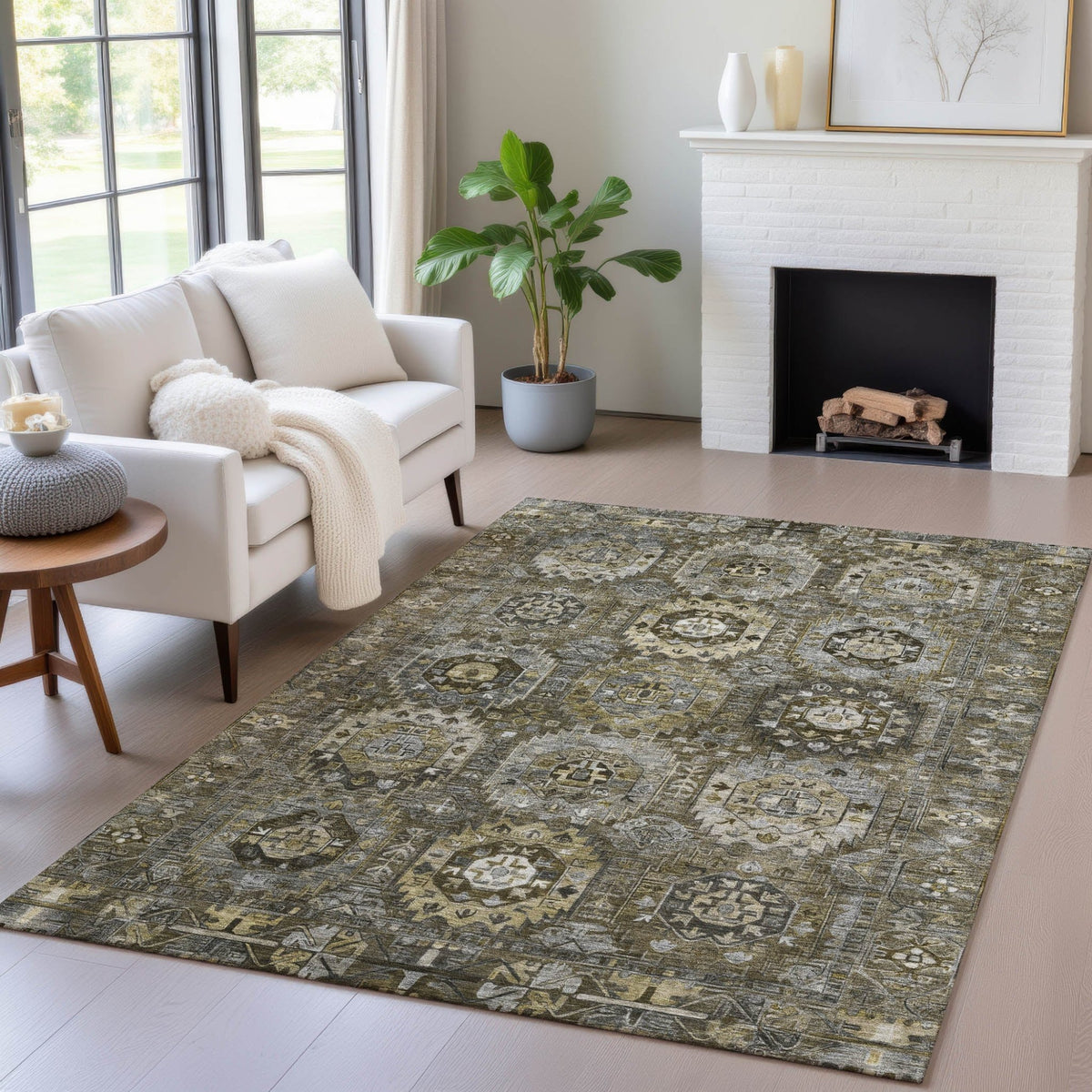 Addison Chantille ACN2024 Medallions Machine Made Traditional Mocha Rug
