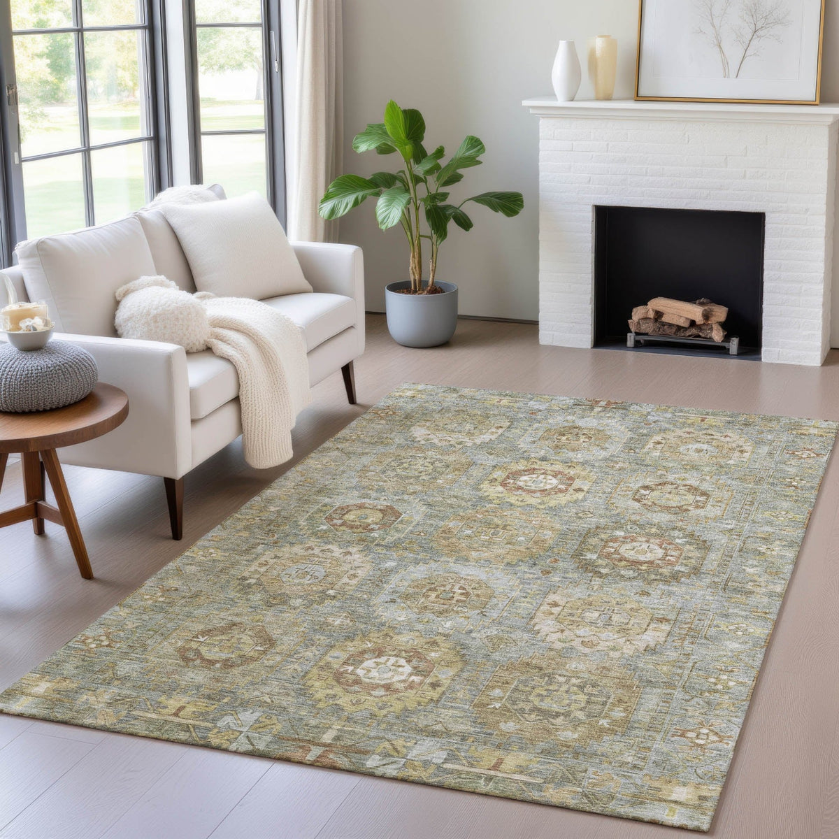 Addison Chantille ACN2024 Medallions Machine Made Traditional Sage Rug