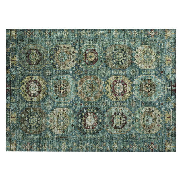 Addison Chantille ACN2024 Medallions Machine Made Traditional Teal Rug