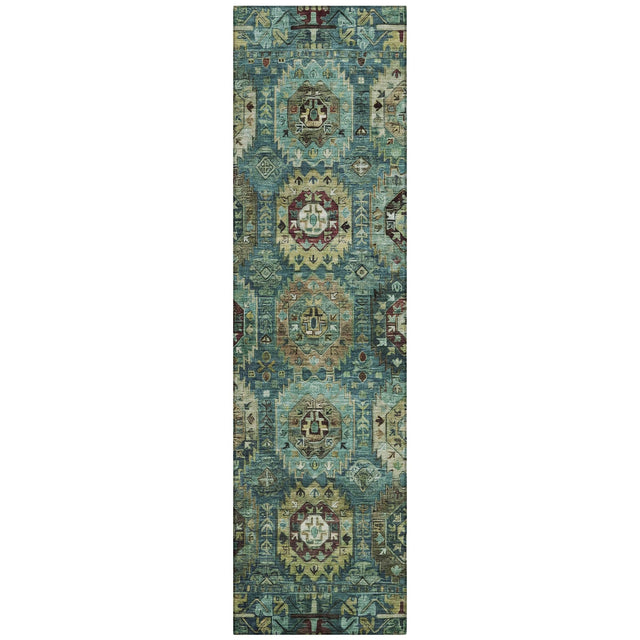 Addison Chantille ACN2024 Medallions Machine Made Traditional Teal Rug