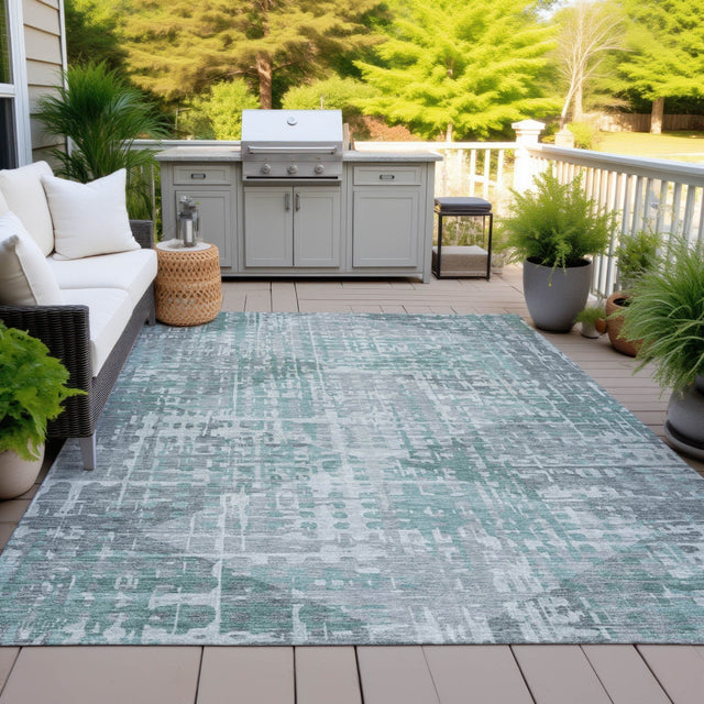 Addison Chantille ACN2026 Geometric Machine Made Transitional Teal Rug