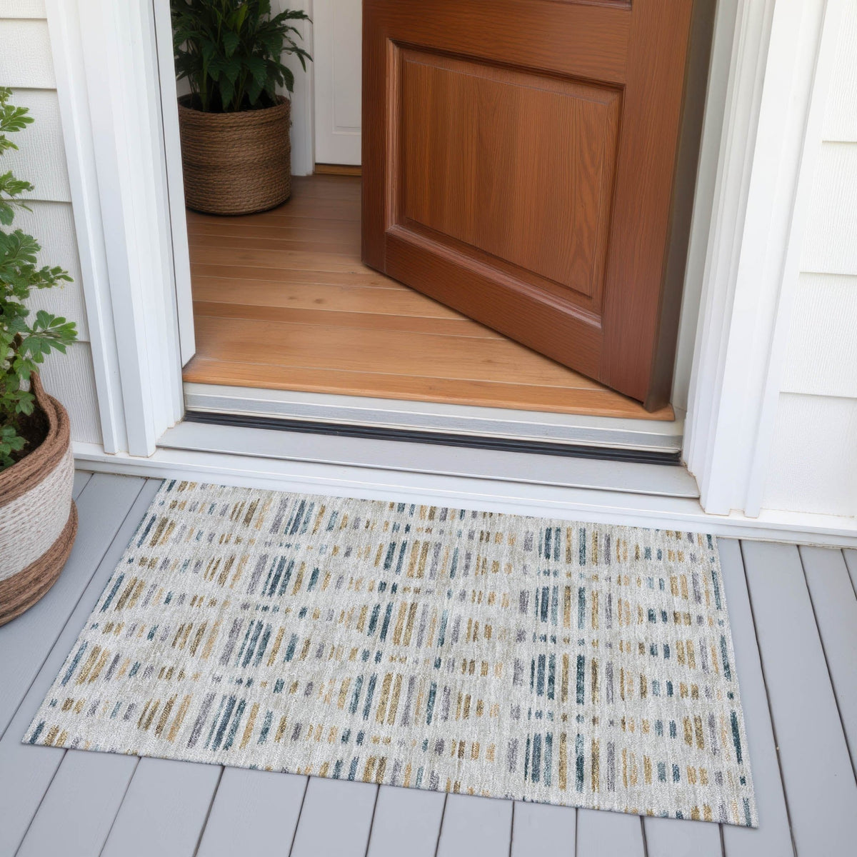 Addison Chantille ACN2027 Stripes Machine Made Transitional Linen Rug