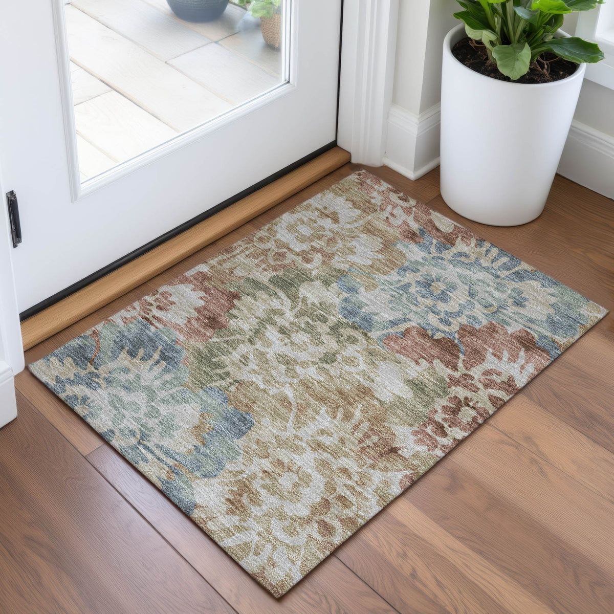 Addison Chantille ACN2028 Floral Machine Made Transitional Paprika Rug