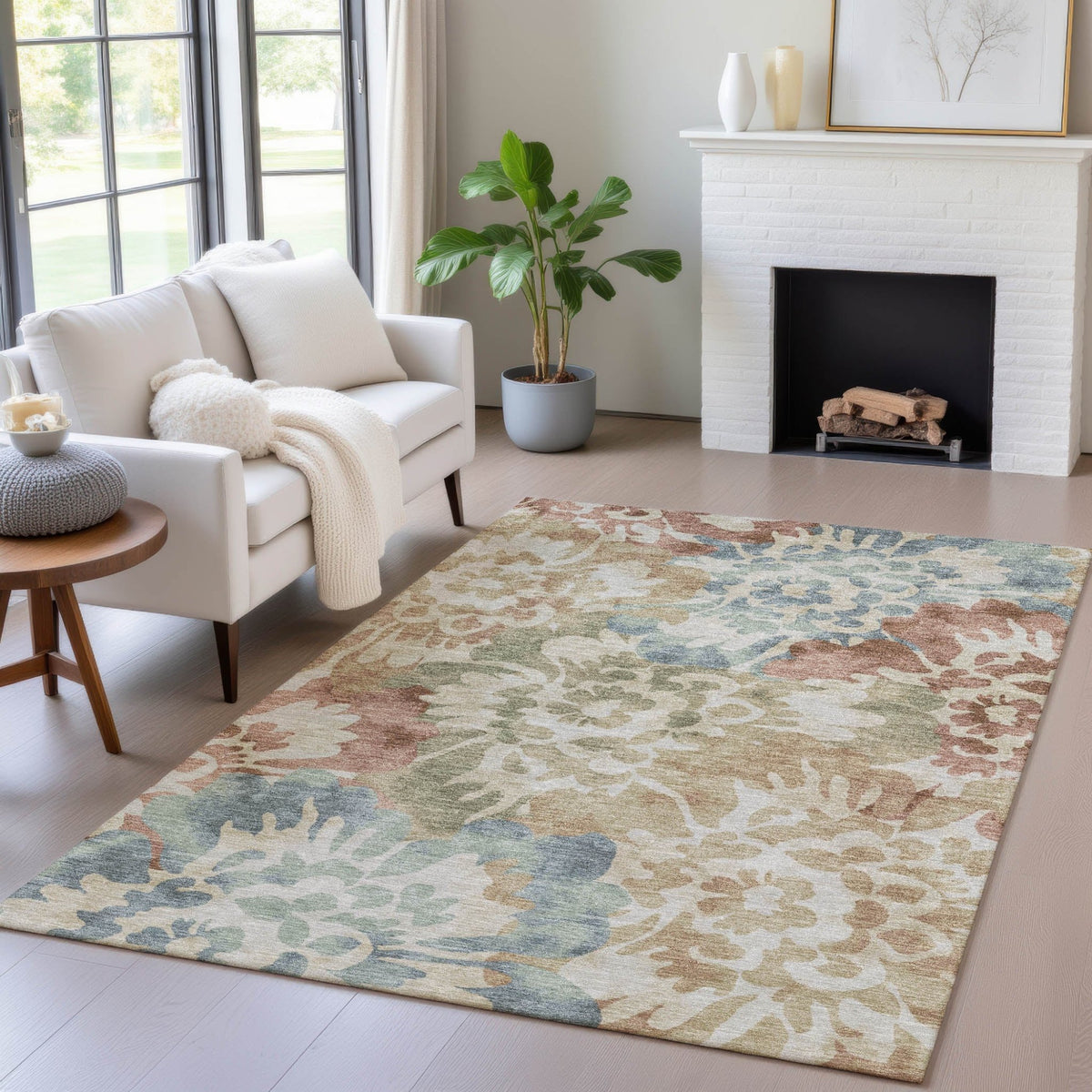 Addison Chantille ACN2028 Floral Machine Made Transitional Paprika Rug