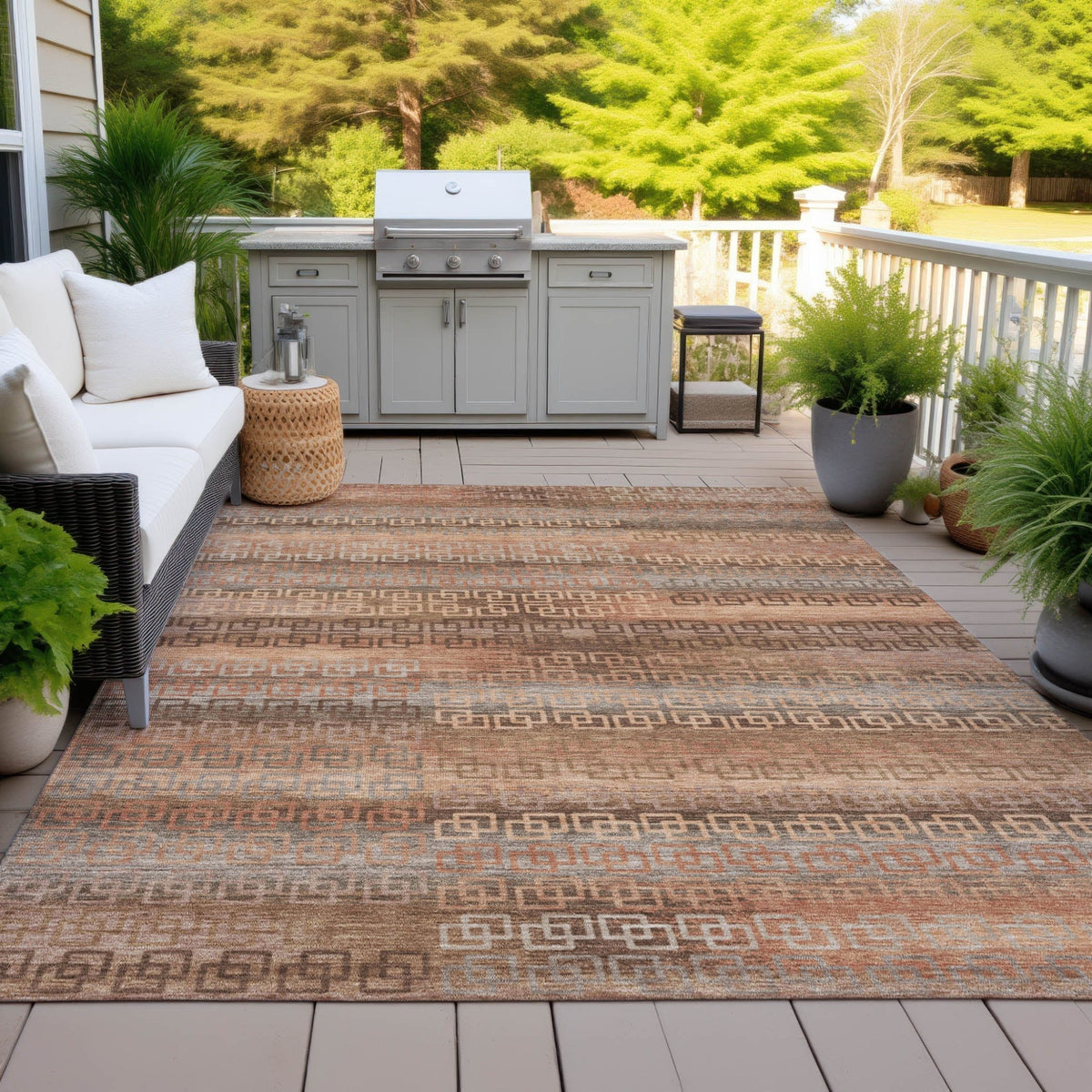 Addison Chantille ACN2029 Stripes Machine Made Transitional Copper Rug
