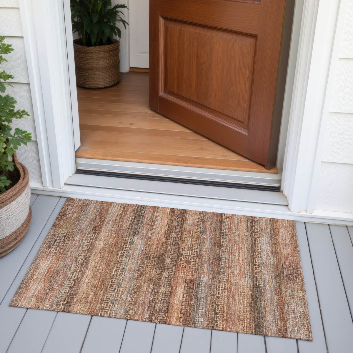 Addison Chantille ACN2029 Stripes Machine Made Transitional Copper Rug