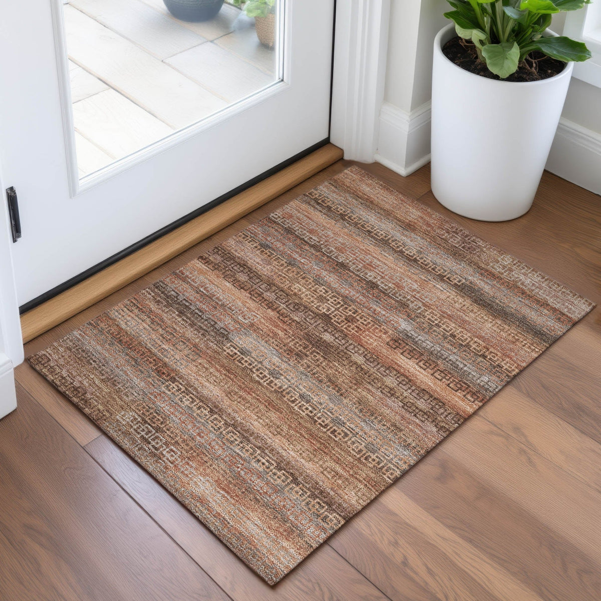 Addison Chantille ACN2029 Stripes Machine Made Transitional Copper Rug