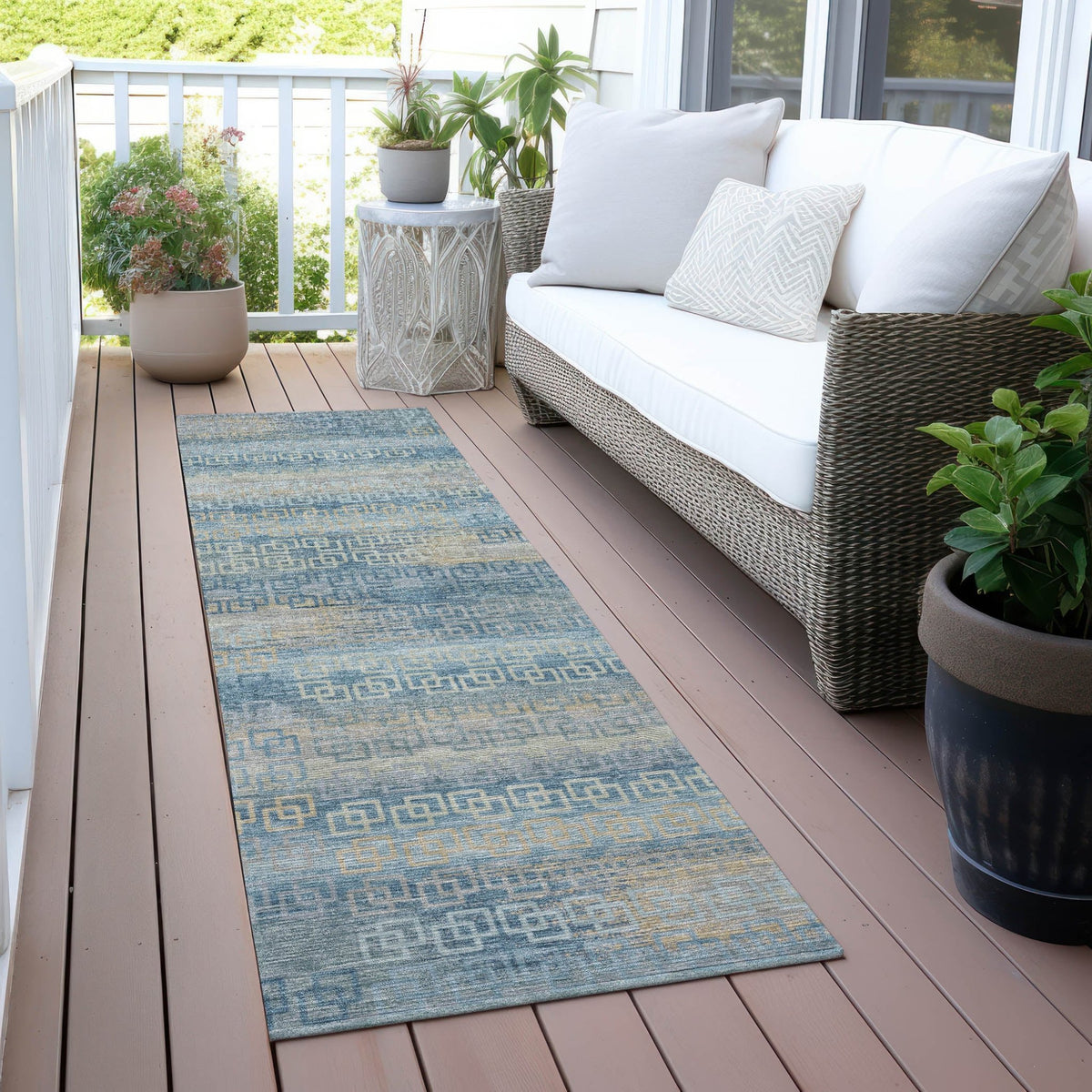 Addison Chantille ACN2029 Stripes Machine Made Transitional Teal Rug