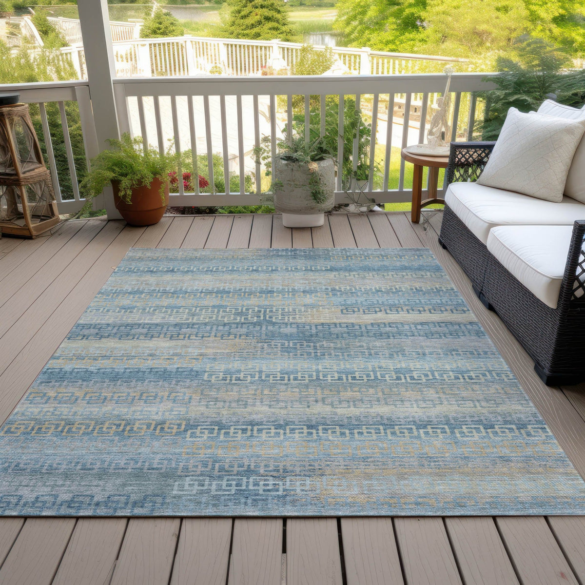 Addison Chantille ACN2029 Stripes Machine Made Transitional Teal Rug