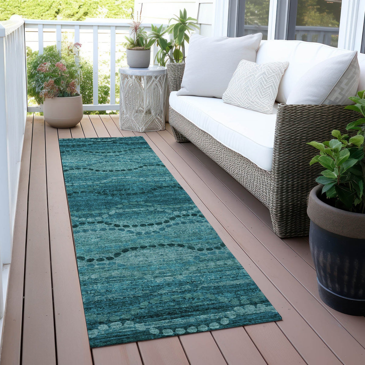 Addison Chantille ACN2031 Gradient Machine Made Transitional Turquoise Rug