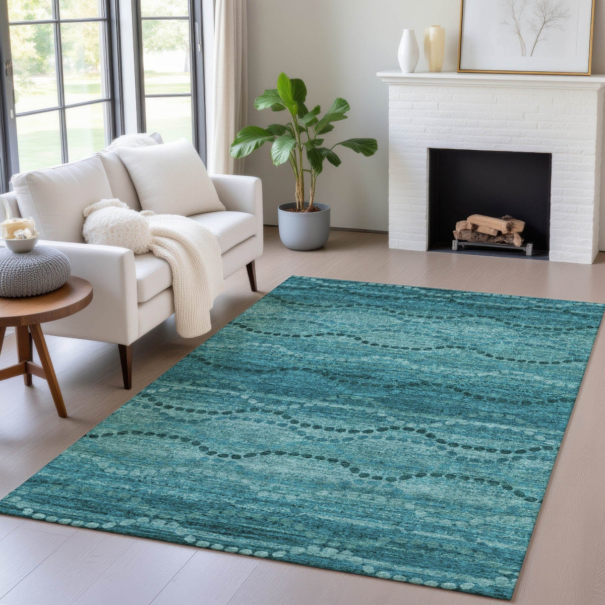 Addison Chantille ACN2031 Gradient Machine Made Transitional Turquoise Rug