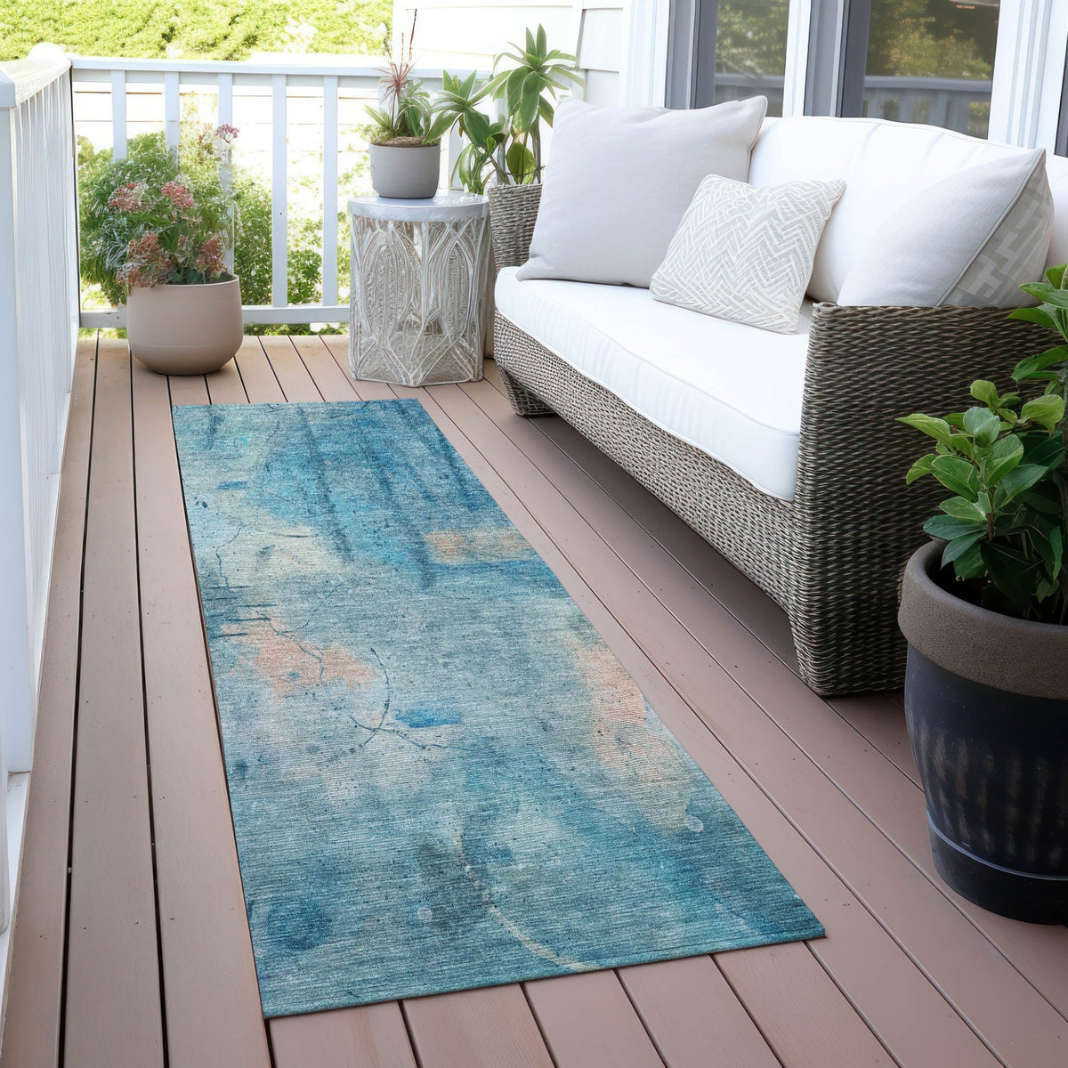 Addison Chantille ACN2032 Abstract Machine Made Transitional Blue Rug