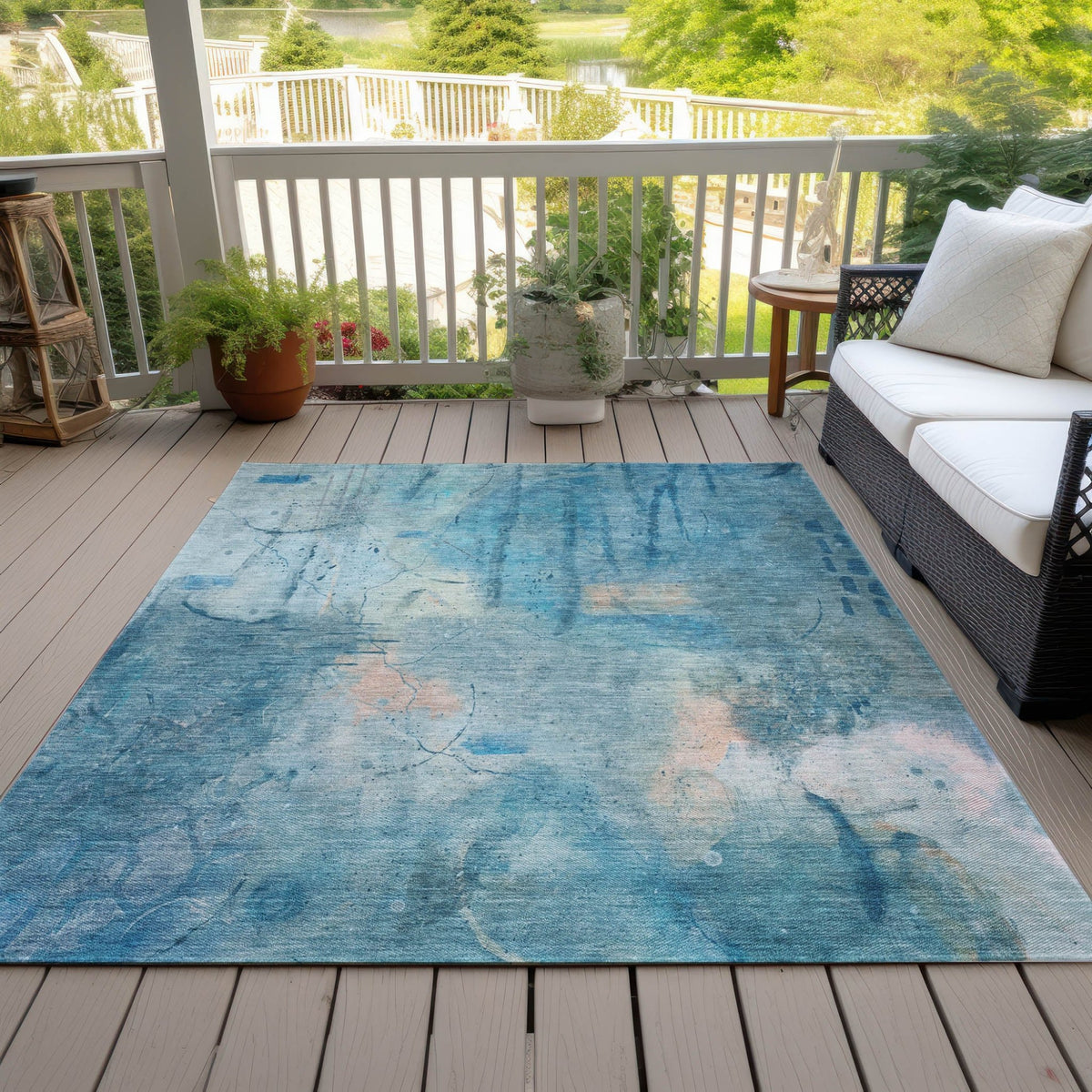 Addison Chantille ACN2032 Abstract Machine Made Transitional Blue Rug
