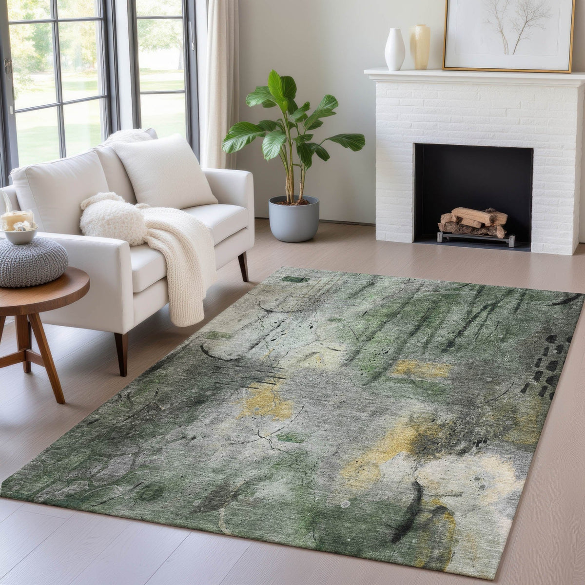 Addison Chantille ACN2032 Abstract Machine Made Transitional Pewter Rug