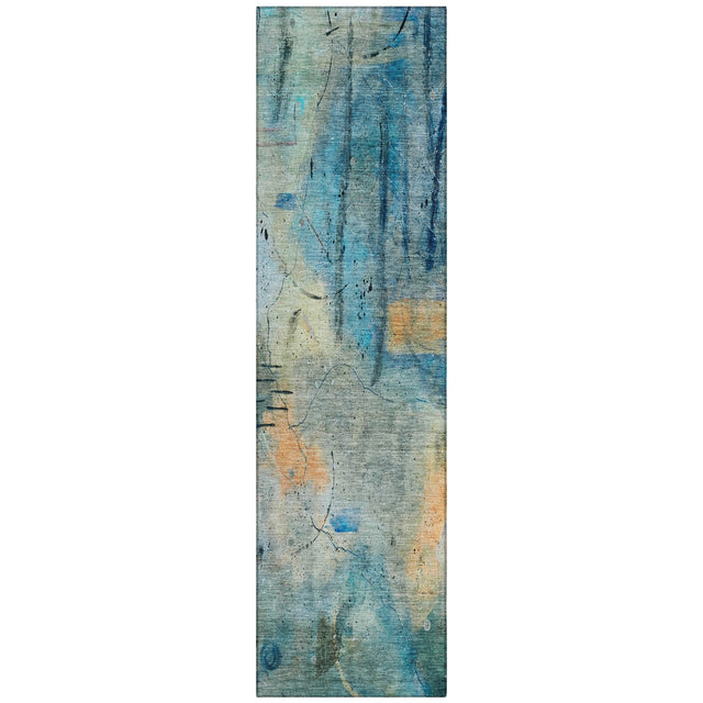 Addison Chantille ACN2032 Abstract Machine Made Transitional Teal Rug