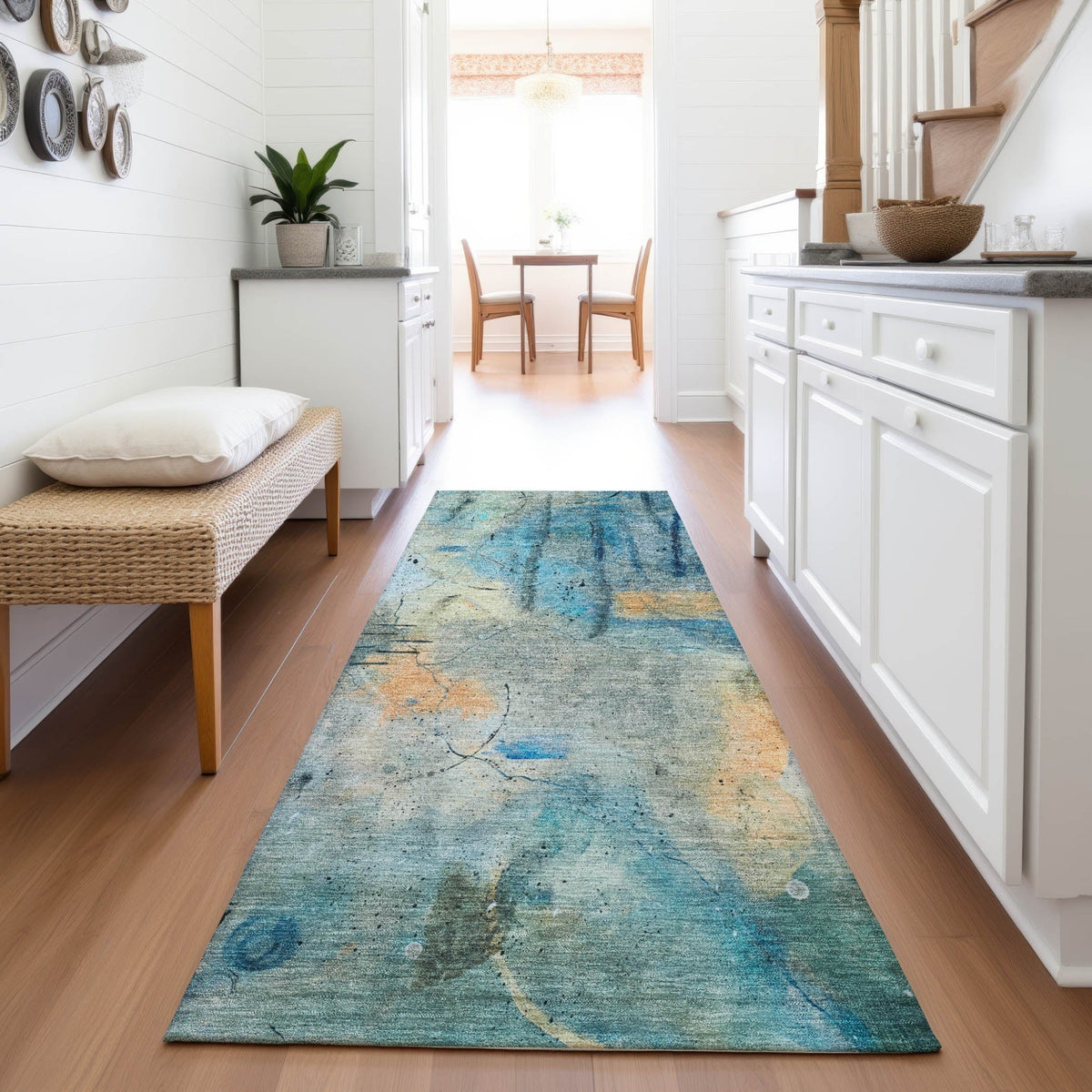 Addison Chantille ACN2032 Abstract Machine Made Transitional Teal Rug