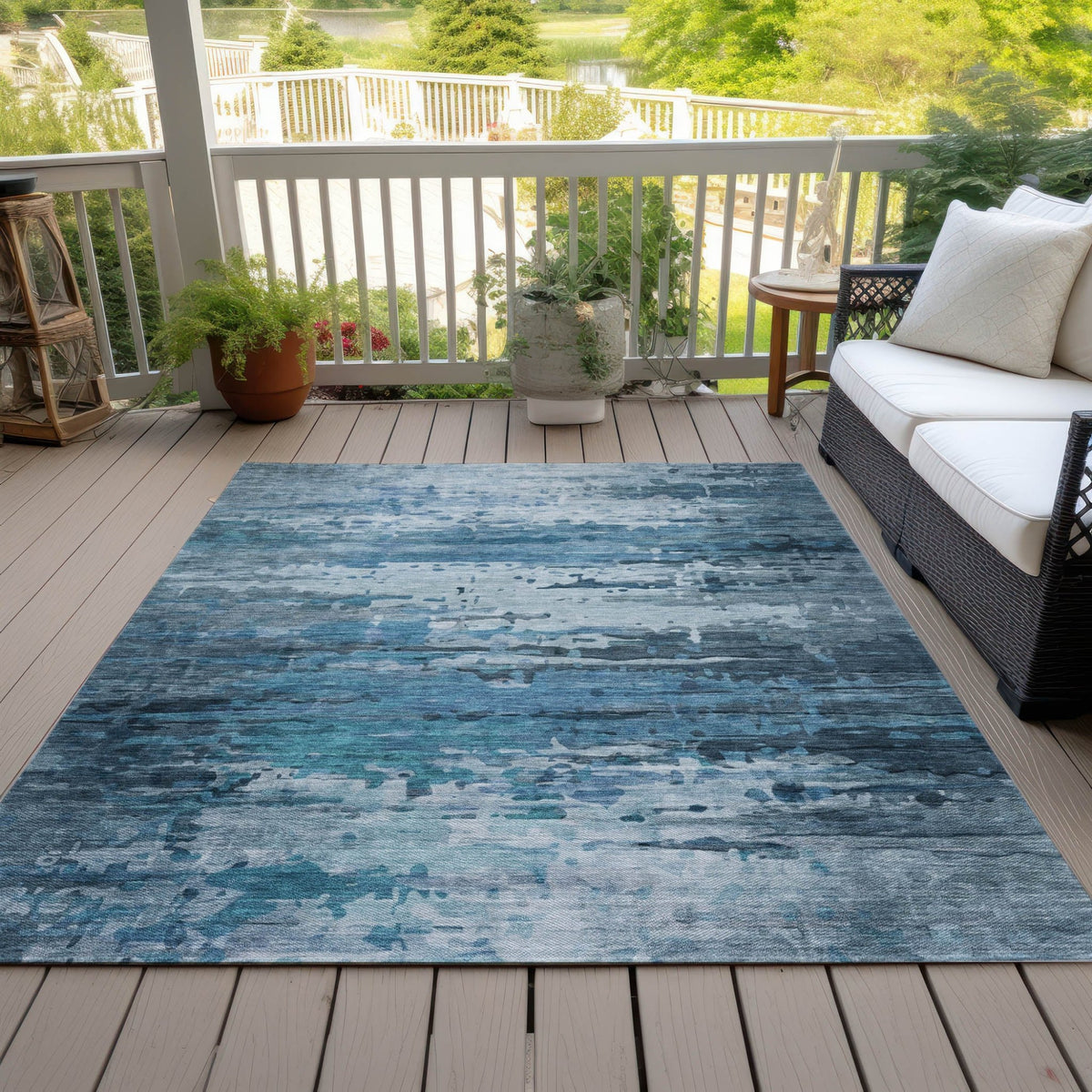 Addison Chantille ACN2034 Abstract Machine Made Transitional Blue Rug