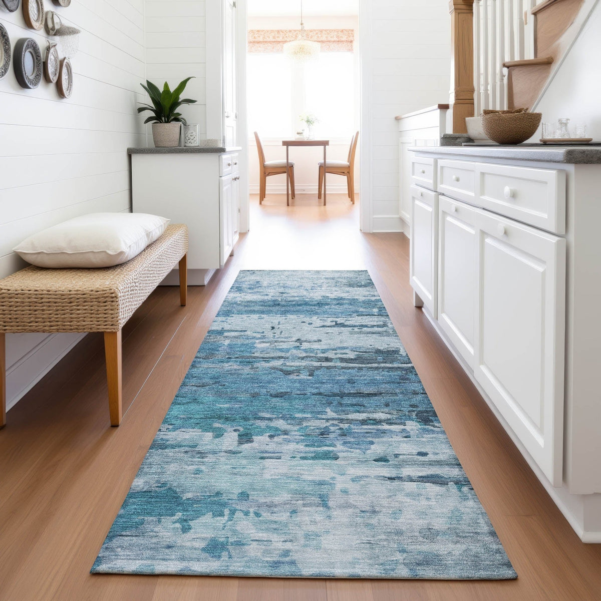 Addison Chantille ACN2034 Abstract Machine Made Transitional Blue Rug