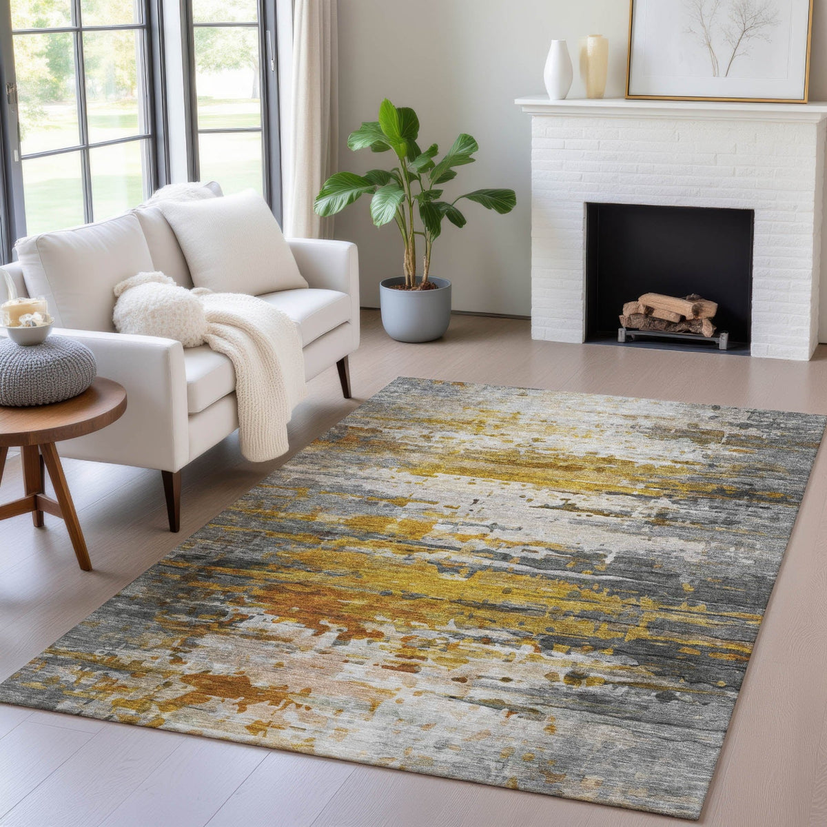 Addison Chantille ACN2034 Abstract Machine Made Transitional Copper Rug