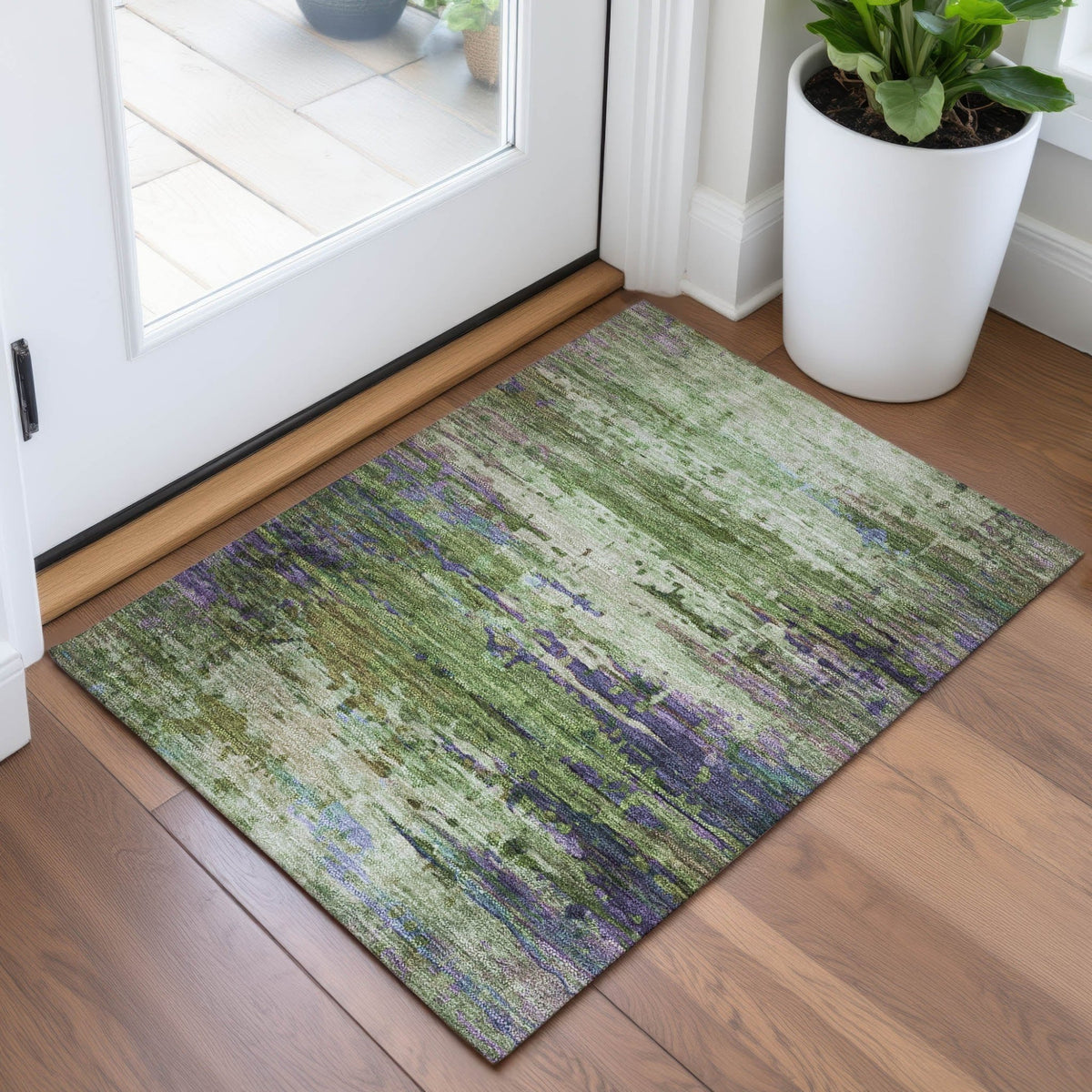 Addison Chantille ACN2035 Abstract Machine Made Transitional Green Rug