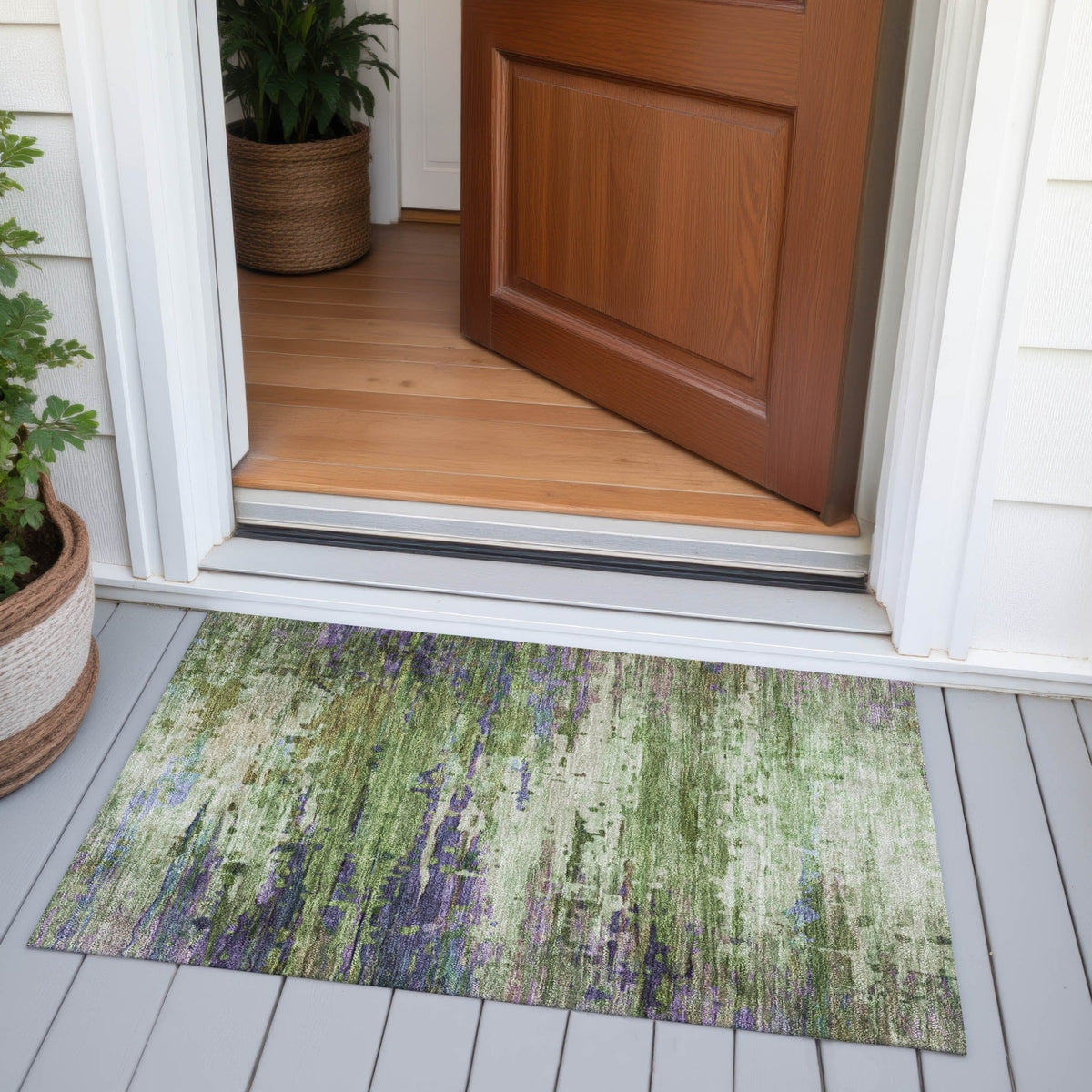 Addison Chantille ACN2035 Abstract Machine Made Transitional Green Rug