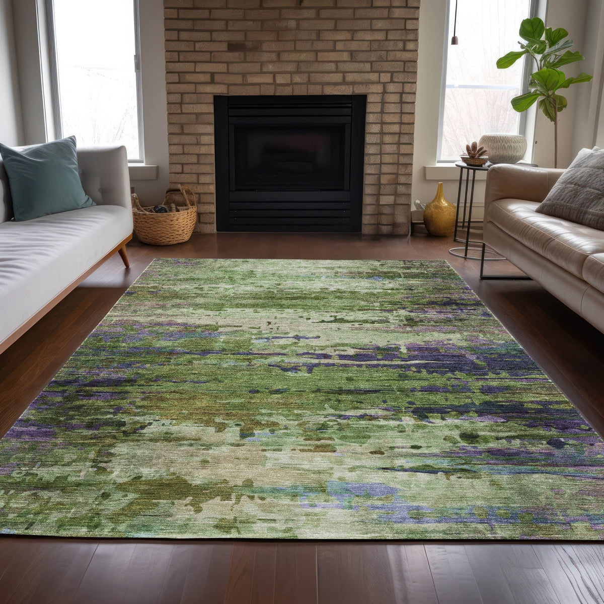 Addison Chantille ACN2035 Abstract Machine Made Transitional Green Rug