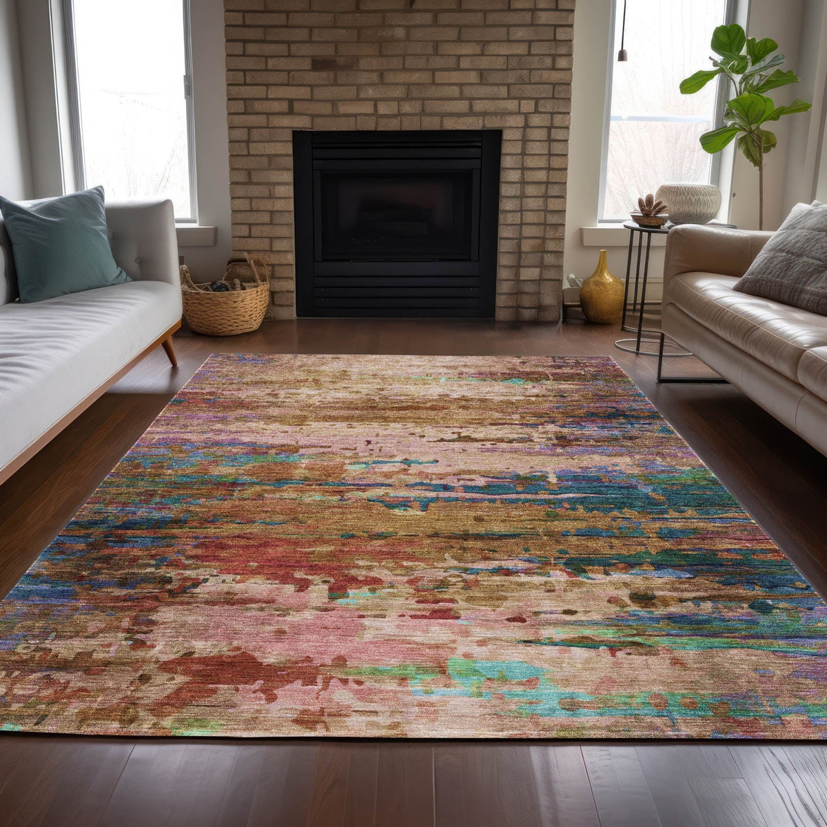 Addison Chantille ACN2035 Abstract Machine Made Transitional Sage Rug