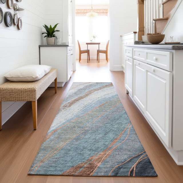 Addison Chantille ACN2036 Swirls Machine Made Transitional Blue Rug